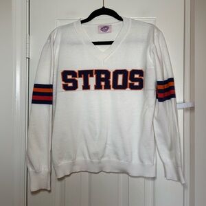 STROS Knit Sweater Houston Astros Inspired Retro Style Orange Blue V-Neck Size L